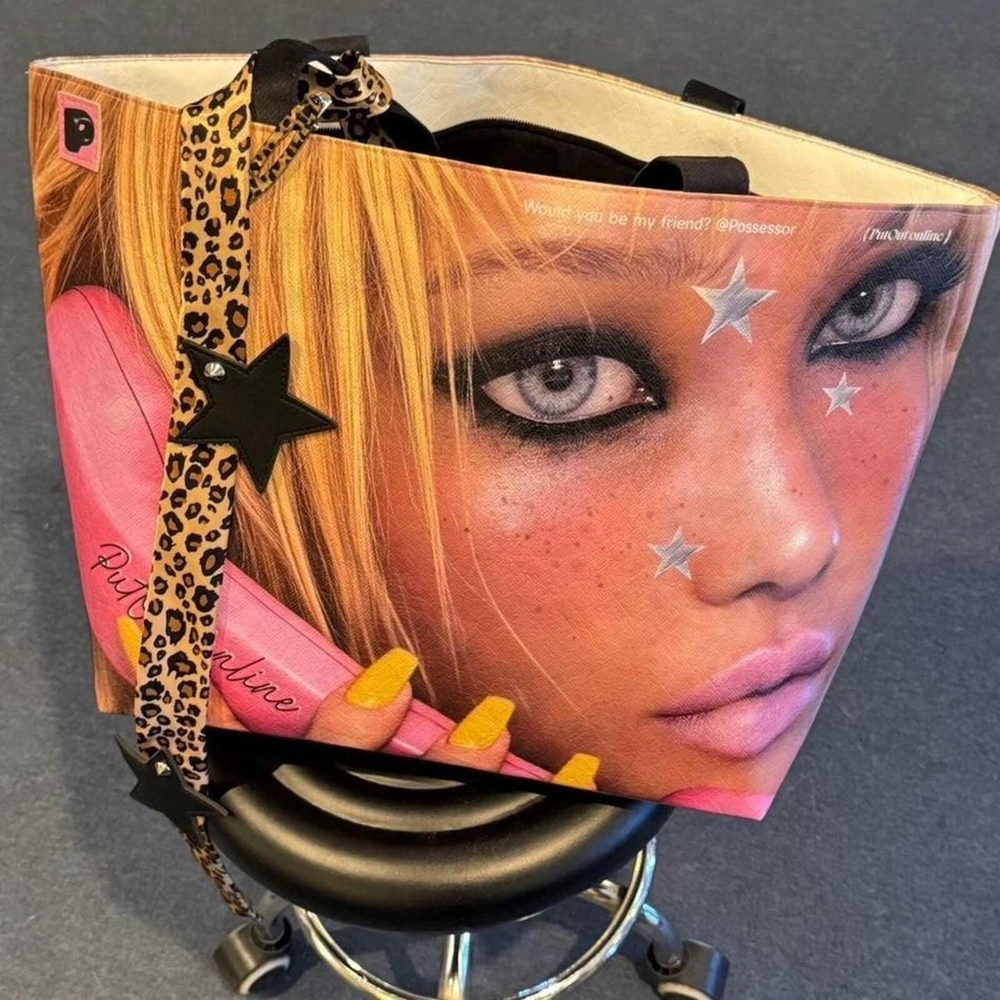 Possessor Graphic Leopard Strap Tote Bag