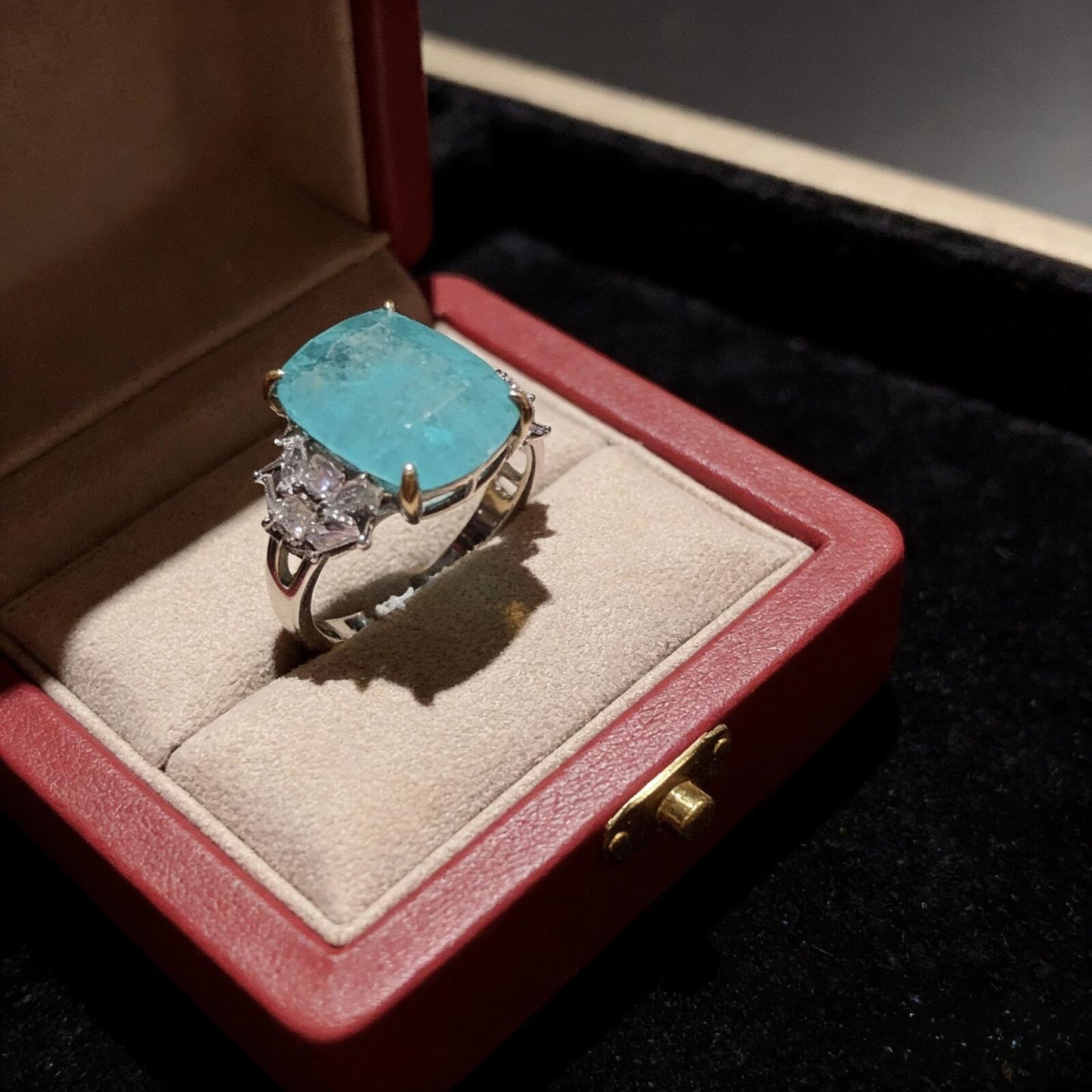 Paraiba Blue Zircon Cloud Motif Ring - S925 Sterling Silver Gold Plated