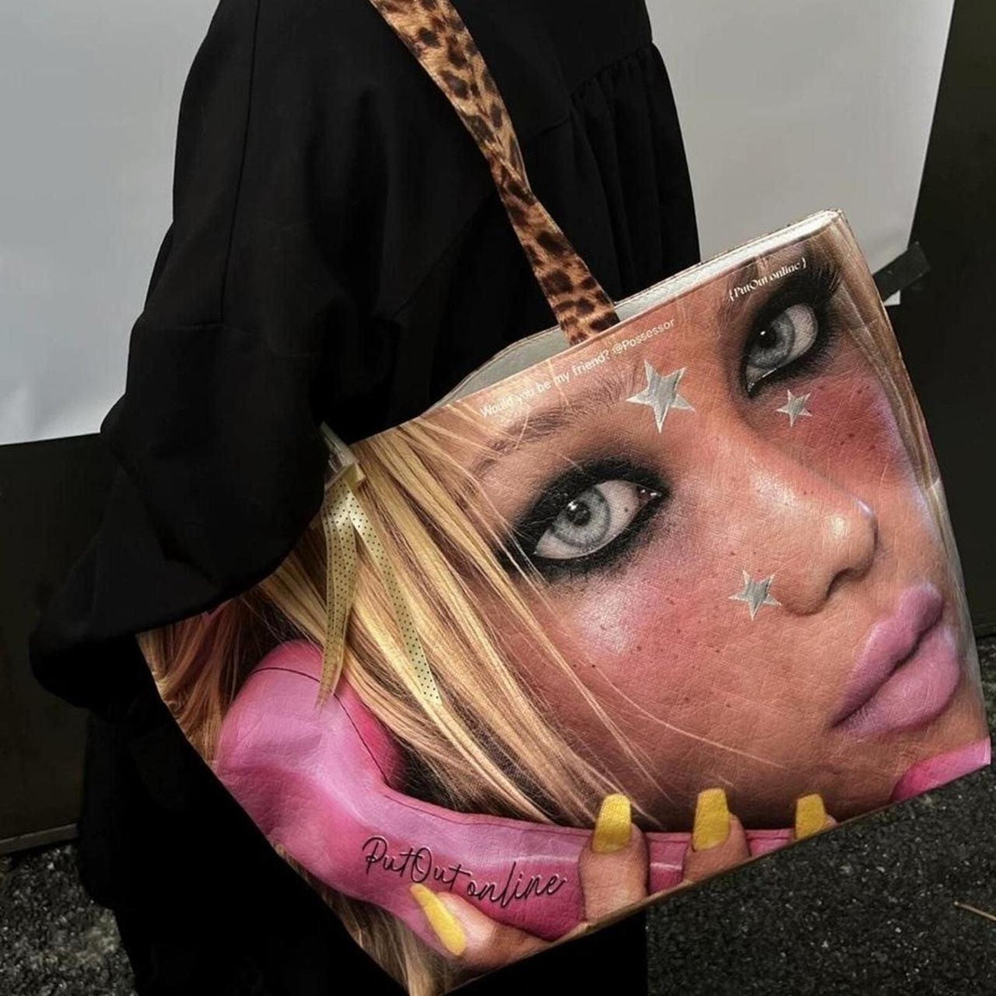 Possessor Graphic Leopard Strap Tote Bag