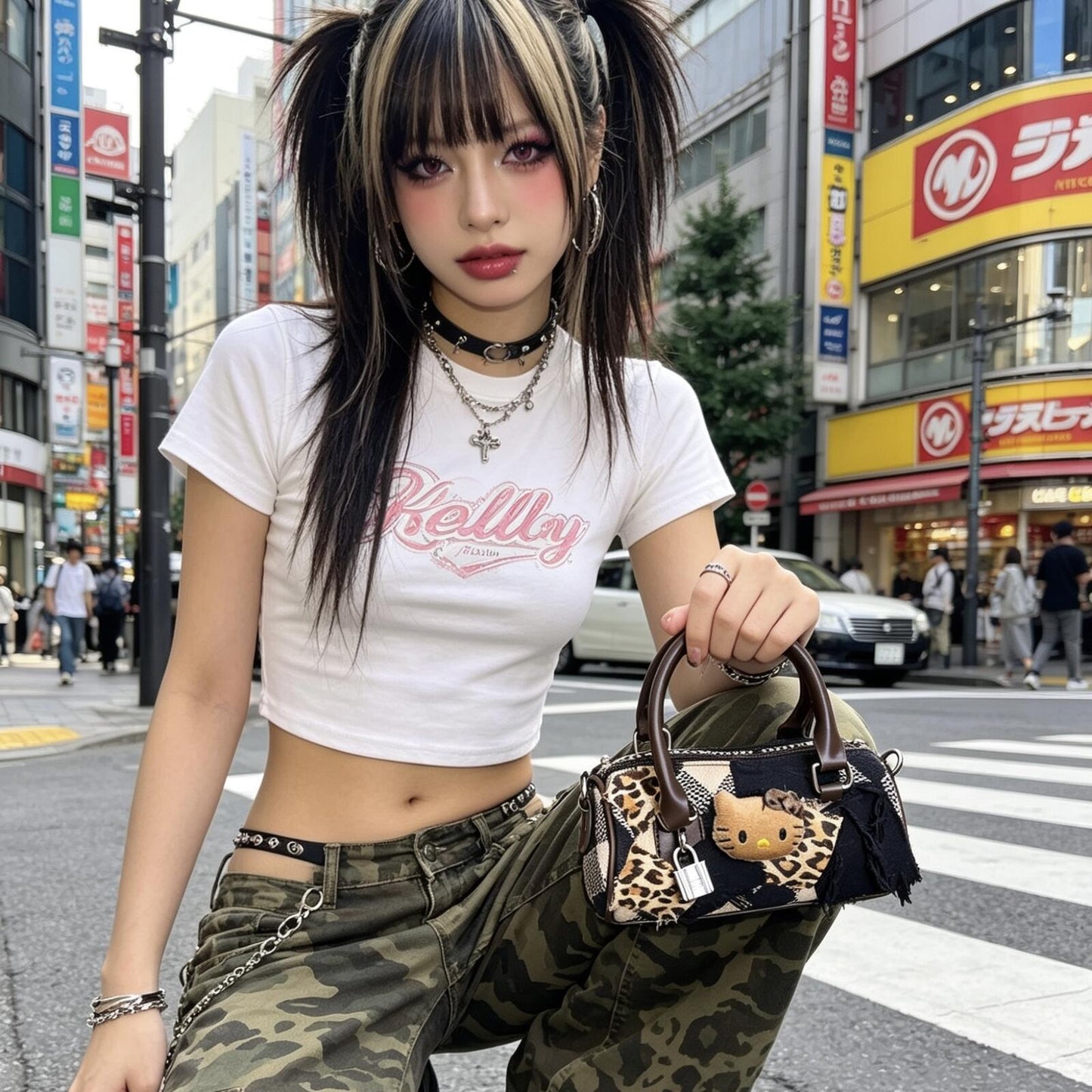 Mini Leopard Hello Kitty Bag | Y2K Shibuya Gal Patchwork Crossbody