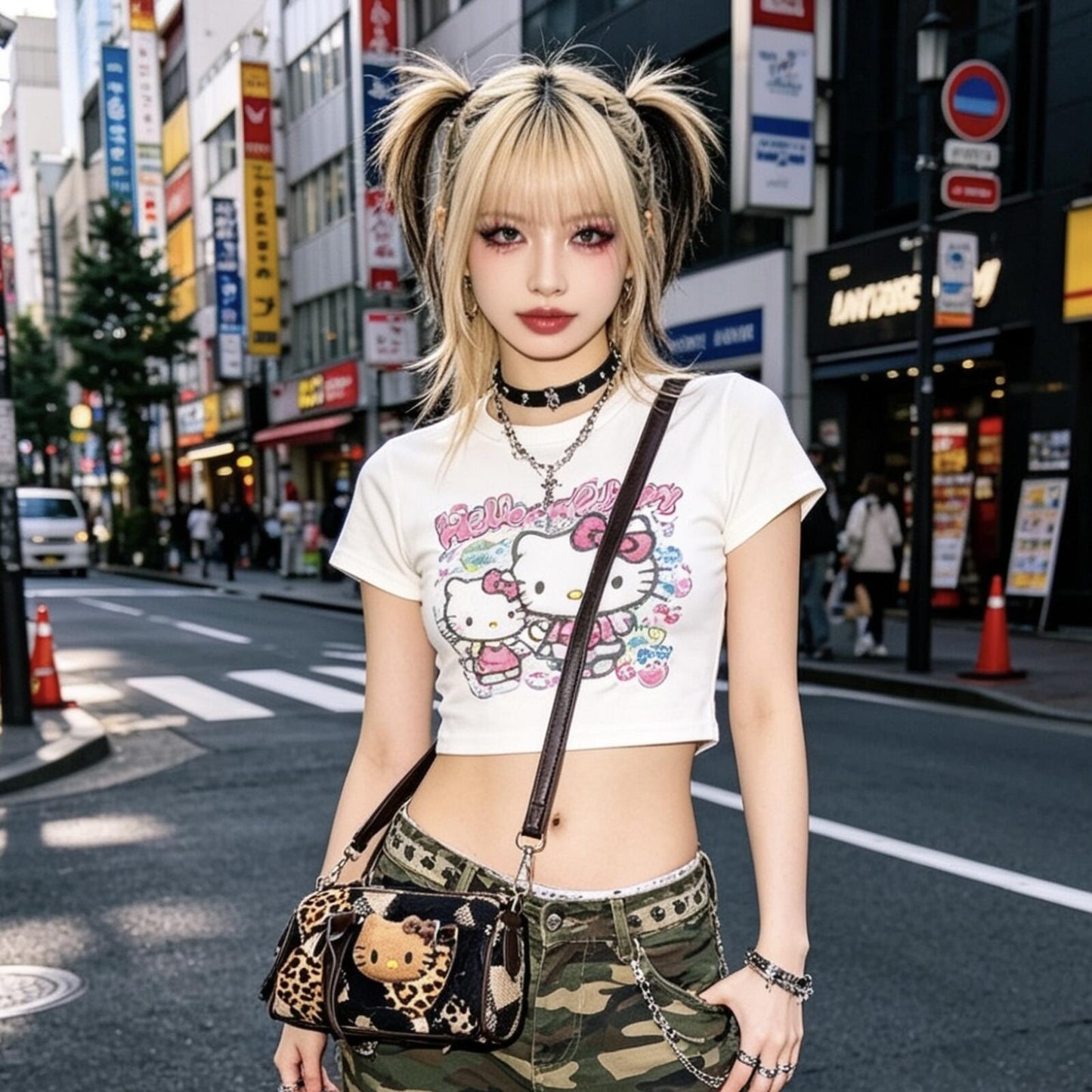 Mini Leopard Hello Kitty Bag | Y2K Shibuya Gal Patchwork Crossbody