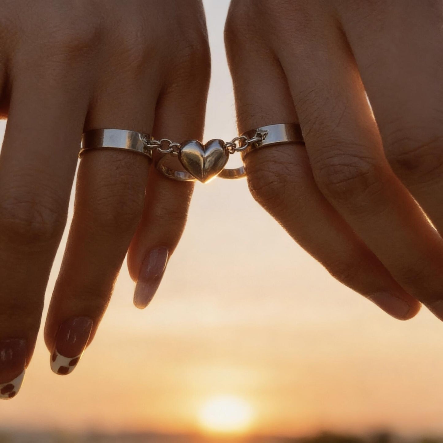 Hearts in Motio | Magnetic Heart Link Rings — Two Souls, One Inseparable Bond