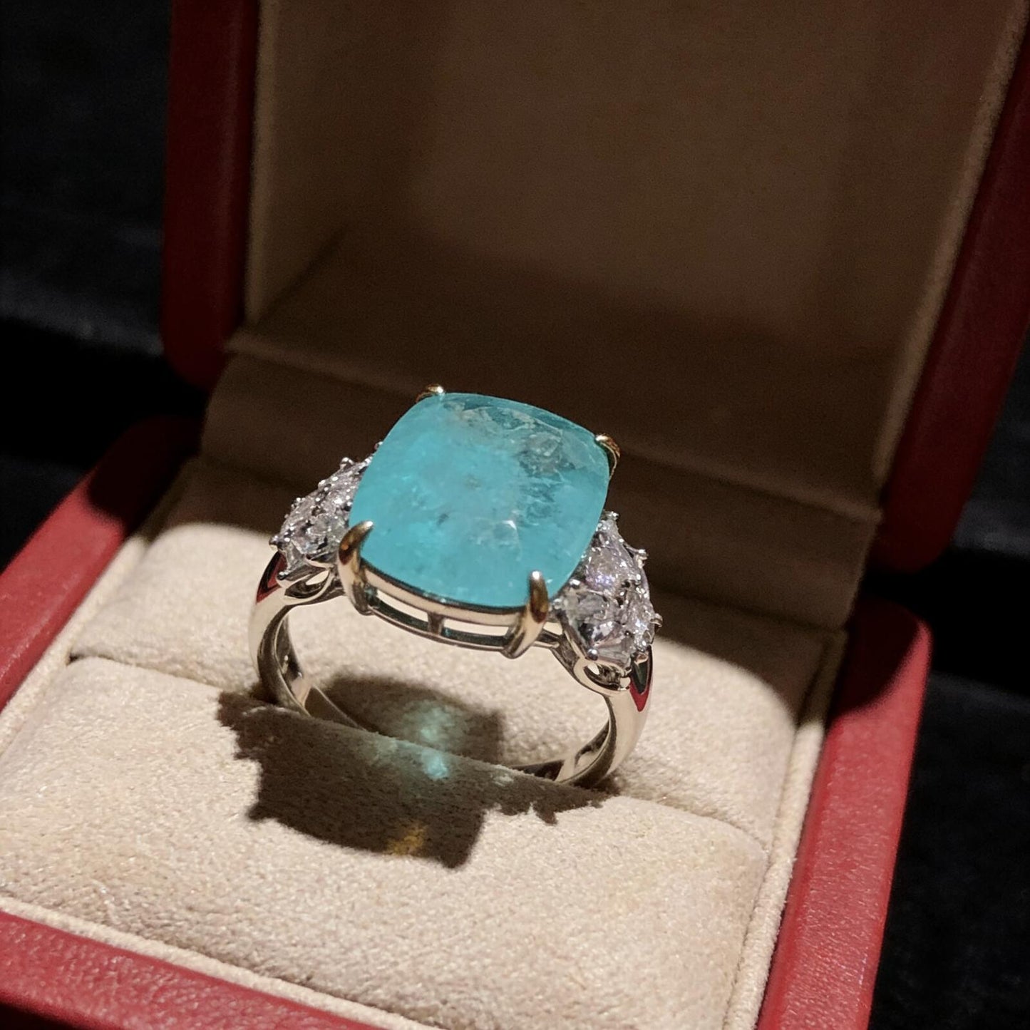 Paraiba Blue Zircon Cloud Motif Ring - S925 Sterling Silver Gold Plated