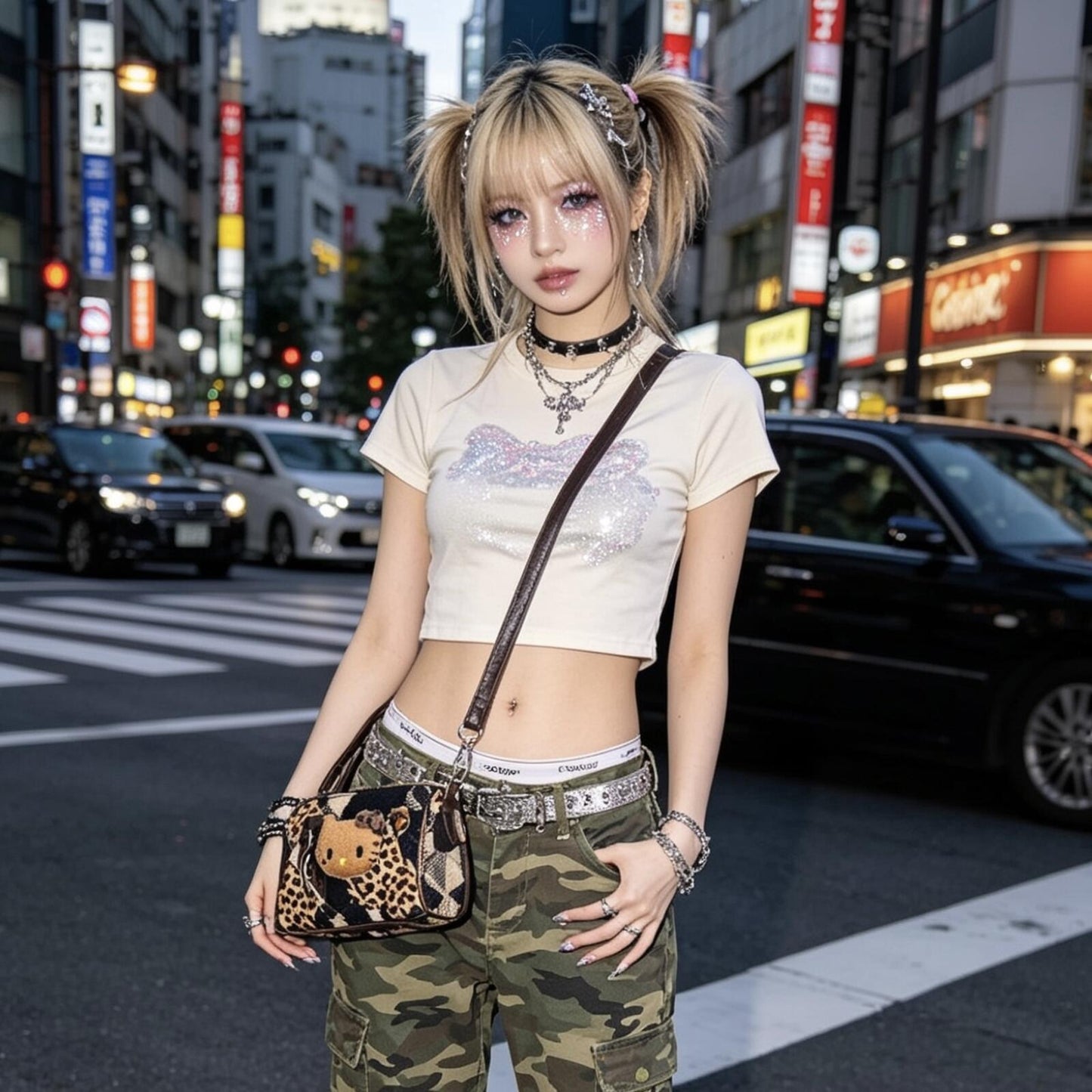 Mini Leopard Hello Kitty Bag | Y2K Shibuya Gal Patchwork Crossbody