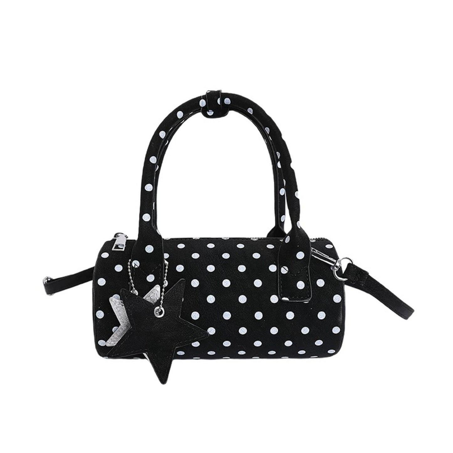 Black & White Polka Dot Crossbody Bag, Y2K Style Long Strap Shoulder Bag